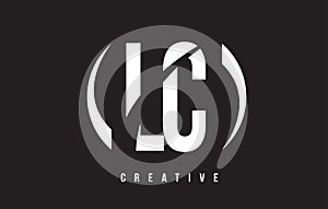 LC L C White Letter Logo Design with Black Background. photo