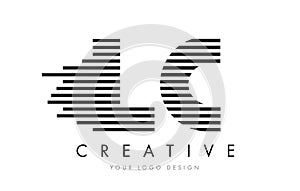 LC L C Zebra Letter Logo Design with Black and White Stripes