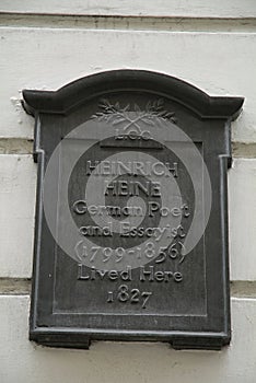 LCC plaque, Heinrich Heine in London UK