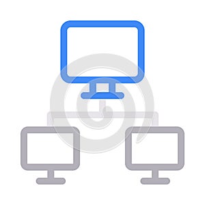 Lcd connection thin color line vector icon