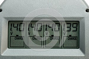 LCD display charger for batteries with volts and numbers
