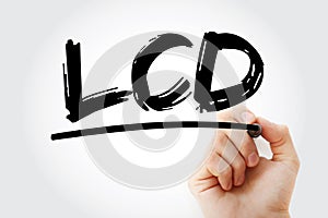LCD - Liquid Crystal Display acronym with marker, technology concept background