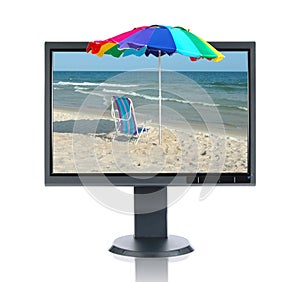LCD Monitor and Beach