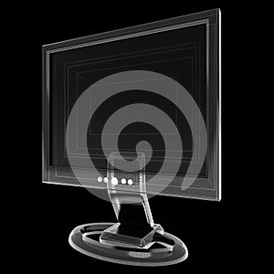 LCD Monitor on black with light Wireframe