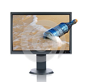 LCD Monitor and Bottle