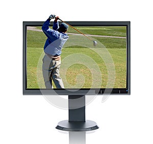 LCD Monitor and Golfer