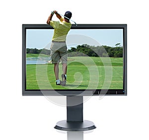 LCD Monitor and Golfer