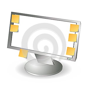 LCD monitor and post it notes
