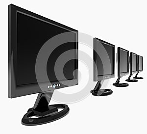 LCD Monitors on white