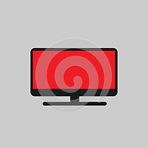 LCD pc monitor wide screen black red logo icon illustration