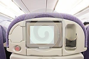 LCD screen in airplane seat