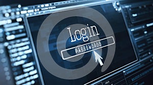 LCD Screen Displaying Login Password Field, Close-up Macro