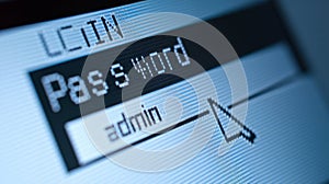 LCD Screen Displaying Login Password Field, Close-up Macro