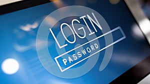 LCD Screen Displaying Login Password Field, Close-up Macro