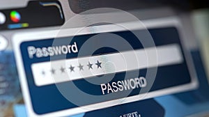 LCD Screen Displaying Login Password Field, Close-up Macro