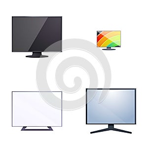 Lcd screen icons set cartoon vector. Tv and computer monitor screen