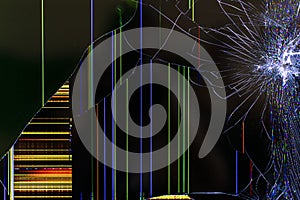 The LCD screen of TV set is broken background