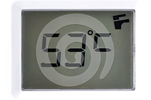 LCD with temperature readings 53 degrees Celsius