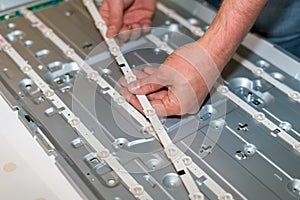 LCD TV repair, disassembly and replacement of LED backlight