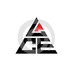 LCE triangle letter logo design with triangle shape. LCE triangle logo design monogram. LCE triangle vector logo template with red