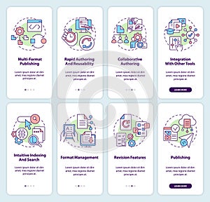 LCMS and CMS features onboarding mobile app screen set