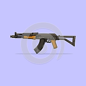 LCT AK-47 G04 NV AEG Gun with Bullets Vector Illustration.