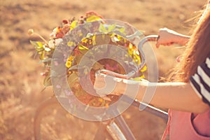 Ld bike handlebar with flowers basket photo