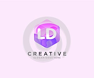 LD initial logo With Colorful Hexagon Modern Business Alphabet Logo template vector