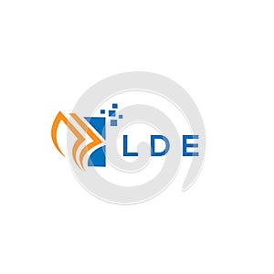 LDE credit repair accounting logo design on white background. LDE creative initials Growth graph letter logo concept. LDE business photo