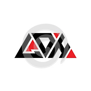 LDH triangle letter logo design with triangle shape. LDH triangle logo design monogram. LDH triangle vector logo template with red