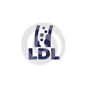 LDL cholesterol icon with an artery on white