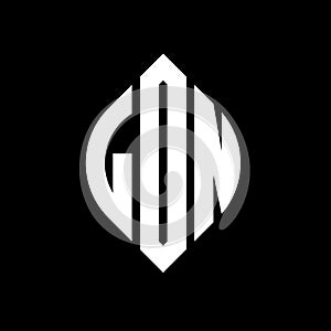 LDN circle letter logo design with circle and ellipse shape. LDN ellipse letters with typographic style. The three initials form a