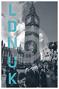 LDN Text Banner - London scene - Westminster and big ben