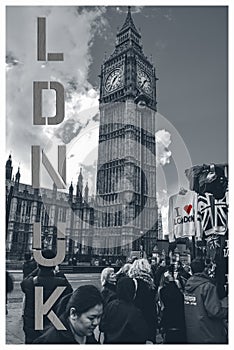 LDN Text Banner - London scene - Westminster and big ben