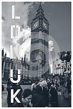 LDN Text Banner - London scene - Westminster and big ben