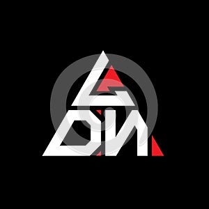 LDN triangle letter logo design with triangle shape. LDN triangle logo design monogram. LDN triangle vector logo template with red