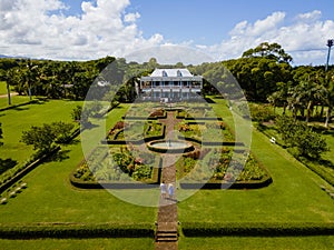 Le Chateau de Bel Ombre Mauritius, old castle in tropical garden in Mauritius