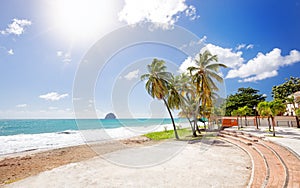 Le Diamant Beach. Beautiful View and Beach Scene in Martinique, Carribean