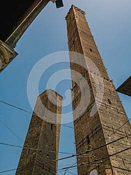 Le Due Torri, two medieval leaning towers in Bologna