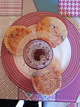 Cup of Moroccan tea and cake photo