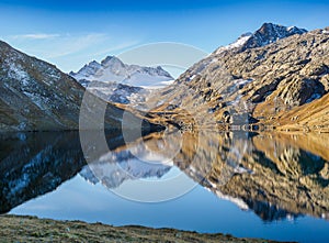 Le Grand Lac ou le Lac Bramant besides Etendard refuge r, France photo