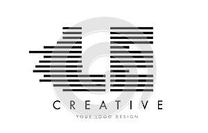 LE L E Zebra Letter Logo Design with Black and White Stripes