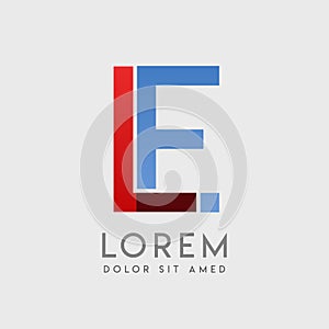 LE logo letters with blue and red gradation