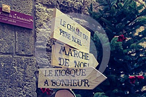 Le marche de Noel in city of Narbonne, in France.