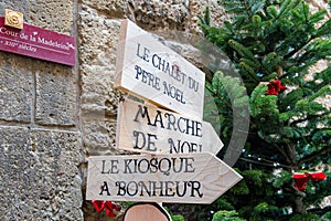 Le marche de Noel in city of Narbonne, in France.