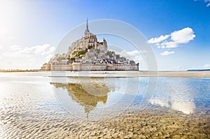 Le Mont Saint-Michel tidal island in Normandy, France photo