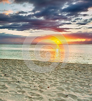 Le Morn beach at sunset.