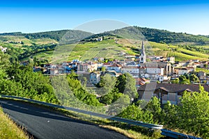 Le Perreon village at morning, Landscape of Beaujolais, France