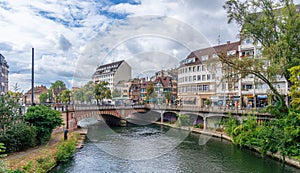 Le Petite France, the most picturesque district of old Strasbourg. One of the channelof the Ill River