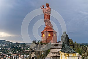 Le Puy-en-Velay, Auvergne, Massif Central, France : The statue of Notre-Dame de France